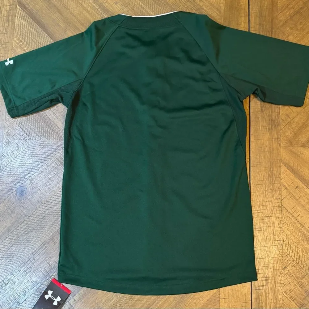 Under Armour Men's Dark Green Button-Up Baseball Jersey NWT - Picture 8 of 9